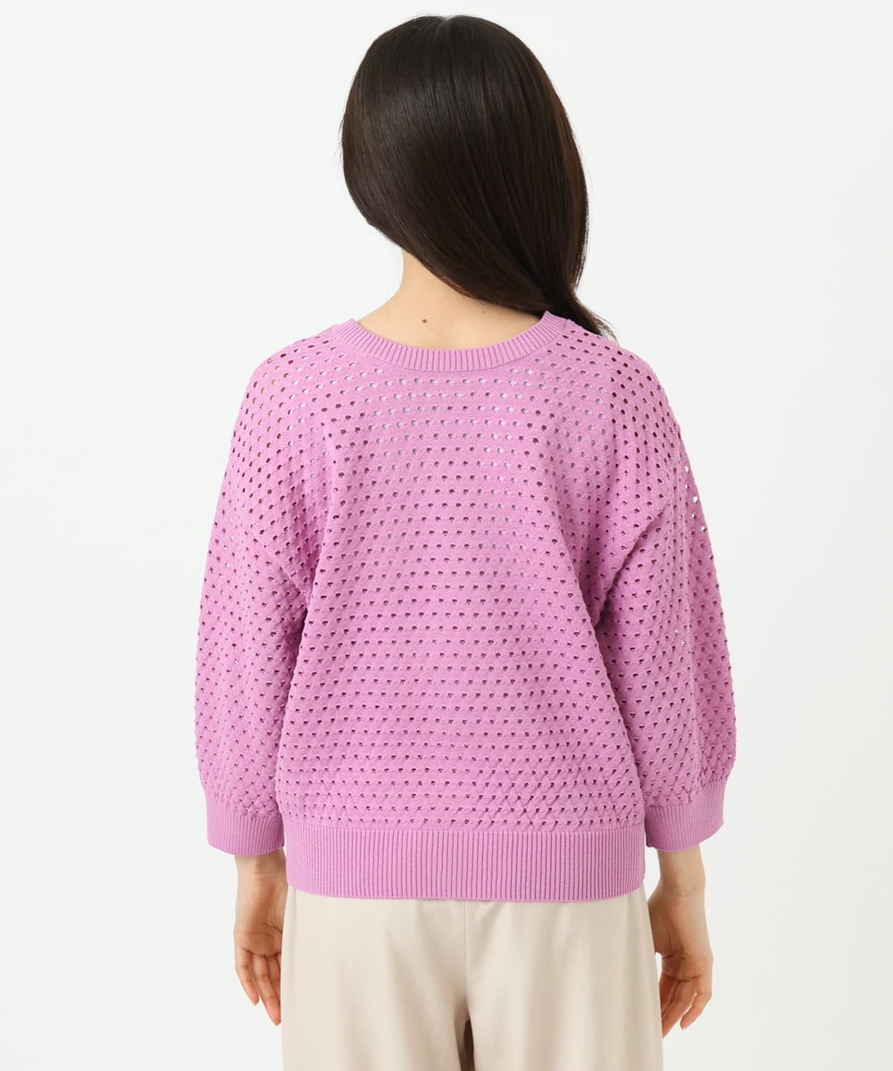 F1SGD32150 MK MICHEL KLEIN(小さいサイズ)(メゾン ドゥ サンク) 【小さいサイズ】アイレット編みニット/前後2way/洗える ピンク