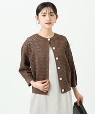 F1SGD32150 MK MICHEL KLEIN(小さいサイズ)(メゾン ドゥ サンク) 【小さいサイズ】アイレット編みニット/前後2way/洗える ブラウン