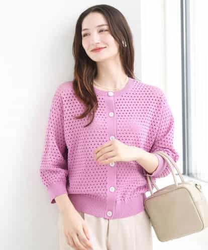 F1SGD32150  【小さいサイズ】アイレット編みニット/前後2way/洗える