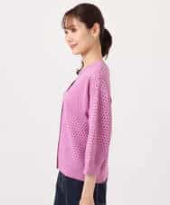 F1SGD32150 MK MICHEL KLEIN(小さいサイズ)(メゾン ドゥ サンク) 【小さいサイズ】アイレット編みニット/前後2way/洗える ピンク