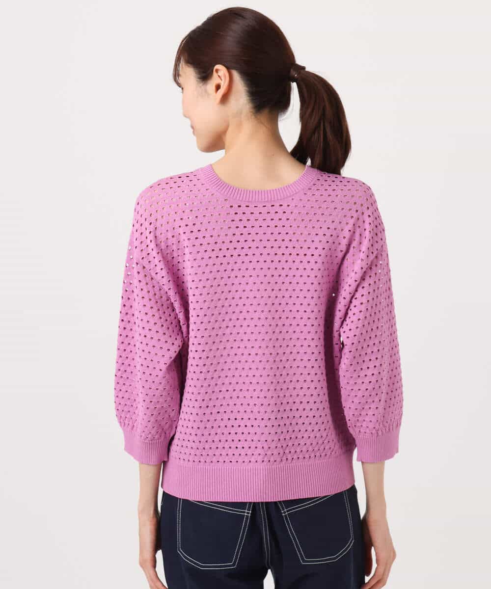 F1SGD32150 MK MICHEL KLEIN(小さいサイズ)(メゾン ドゥ サンク) 【小さいサイズ】アイレット編みニット/前後2way/洗える ピンク