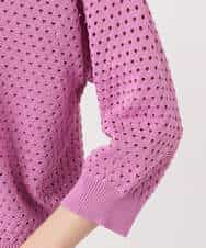 F1SGD32150 MK MICHEL KLEIN(小さいサイズ)(メゾン ドゥ サンク) 【小さいサイズ】アイレット編みニット/前後2way/洗える ピンク