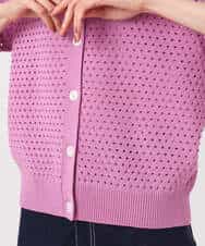 F1SGD32150 MK MICHEL KLEIN(小さいサイズ)(メゾン ドゥ サンク) 【小さいサイズ】アイレット編みニット/前後2way/洗える ピンク