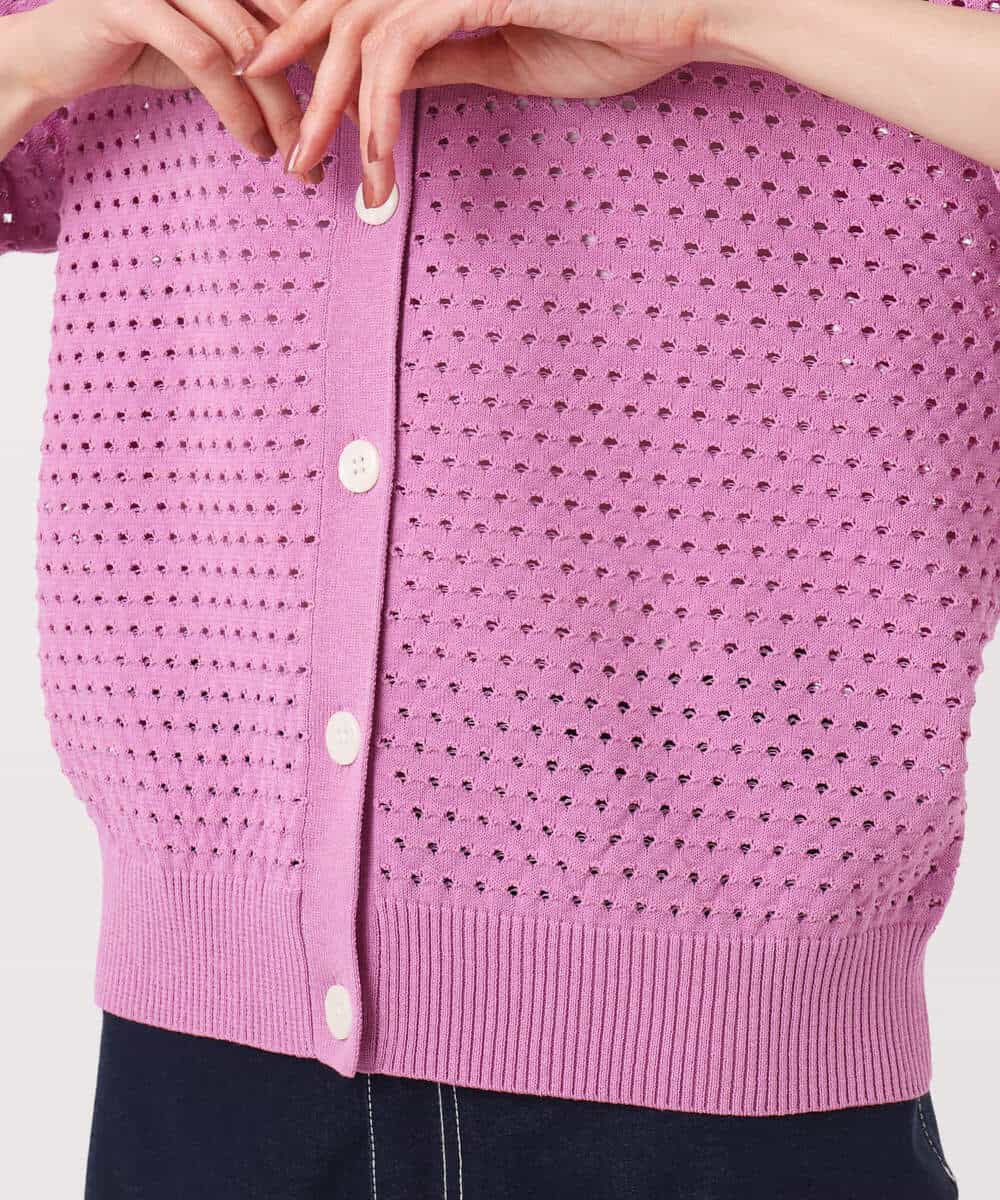 F1SGD32150 MK MICHEL KLEIN(小さいサイズ)(メゾン ドゥ サンク) 【小さいサイズ】アイレット編みニット/前後2way/洗える ピンク