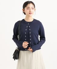 F1SGD40140 MK MICHEL KLEIN(小さいサイズ)(メゾン ドゥ サンク) 【小さいサイズ】ドット釦ニットカーディガン/接触冷感/UVカット/洗える ネイビー