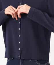 F1SGD40140 MK MICHEL KLEIN(小さいサイズ)(メゾン ドゥ サンク) 【小さいサイズ】ドット釦ニットカーディガン/接触冷感/UVカット/洗える ネイビー