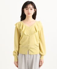 F1SGD41160 MK MICHEL KLEIN(小さいサイズ)(メゾン ドゥ サンク) 【小さいサイズ】ラッフルフリルデザインカーディガン/接触冷感/UVカット/洗える イエロー