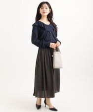F1SGD41160 MK MICHEL KLEIN(小さいサイズ)(メゾン ドゥ サンク) 【小さいサイズ】ラッフルフリルデザインカーディガン/接触冷感/UVカット/洗える イエロー