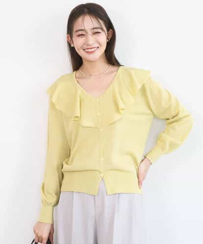 F1SGD41160 MK MICHEL KLEIN(小さいサイズ) 【小さいサイズ】ラッフルフリルデザインカーディガン/接触冷感/UVカット/洗える