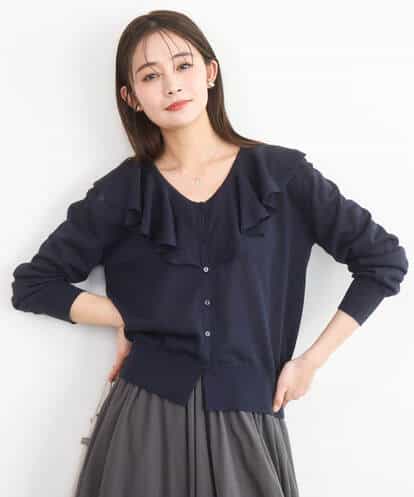 F1SGD41160 MK MICHEL KLEIN(小さいサイズ) 【小さいサイズ】ラッフルフリルデザインカーディガン/接触冷感/UVカット/洗える