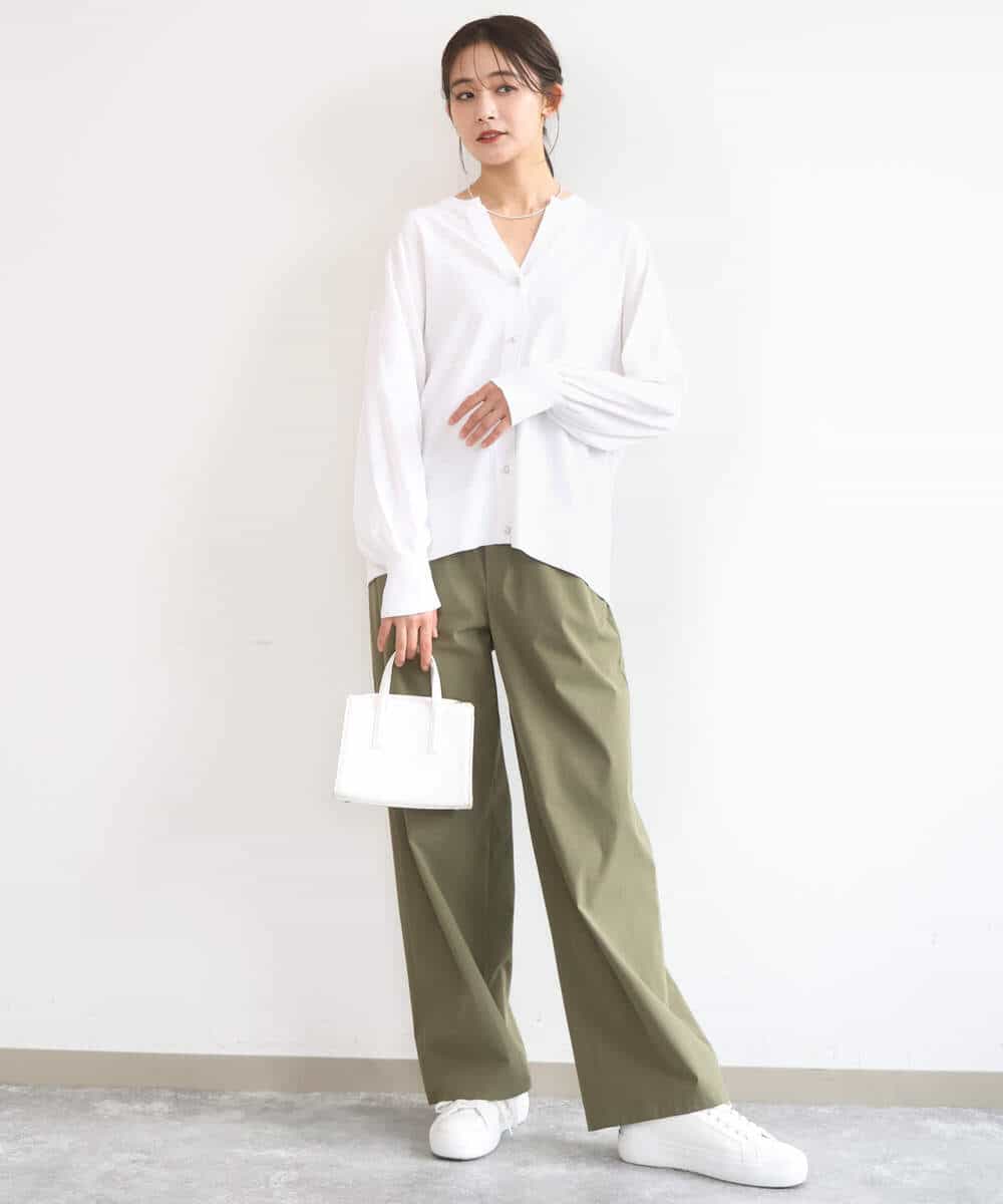 F1SGD42150 MK MICHEL KLEIN(小さいサイズ)(メゾン ドゥ サンク) 【小さいサイズ】キーネックカーディガン/接触冷感/UVカット/洗える ブルー