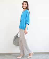 F1SGD42150 MK MICHEL KLEIN(小さいサイズ)(メゾン ドゥ サンク) 【小さいサイズ】キーネックカーディガン/接触冷感/UVカット/洗える ブルー