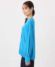 F1SGD42150 MK MICHEL KLEIN(小さいサイズ)(メゾン ドゥ サンク) 【小さいサイズ】キーネックカーディガン/接触冷感/UVカット/洗える ブルー