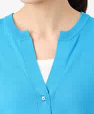 F1SGD42150 MK MICHEL KLEIN(小さいサイズ)(メゾン ドゥ サンク) 【小さいサイズ】キーネックカーディガン/接触冷感/UVカット/洗える ブルー