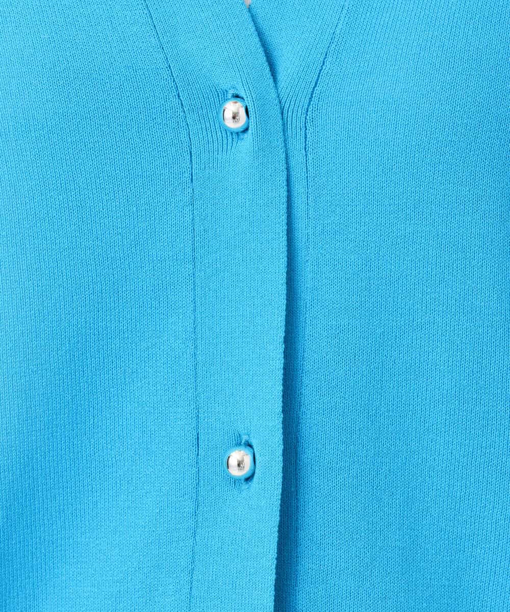 F1SGD42150 MK MICHEL KLEIN(小さいサイズ)(メゾン ドゥ サンク) 【小さいサイズ】キーネックカーディガン/接触冷感/UVカット/洗える ブルー