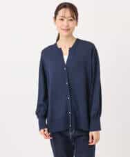 F1SGD42150 MK MICHEL KLEIN(小さいサイズ)(メゾン ドゥ サンク) 【小さいサイズ】キーネックカーディガン/接触冷感/UVカット/洗える ブルー