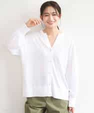 F1SGD42150 MK MICHEL KLEIN(小さいサイズ)(メゾン ドゥ サンク) 【小さいサイズ】キーネックカーディガン/接触冷感/UVカット/洗える ホワイト