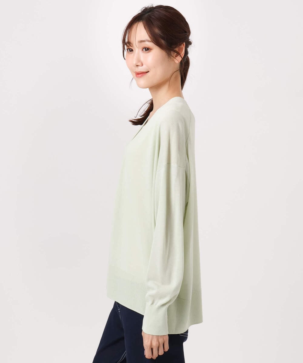 F1SGD50140 MK MICHEL KLEIN(小さいサイズ)(メゾン ドゥ サンク) 【小さいサイズ】[接触冷感/洗える]ミドル丈着流しカーディガン ホワイト