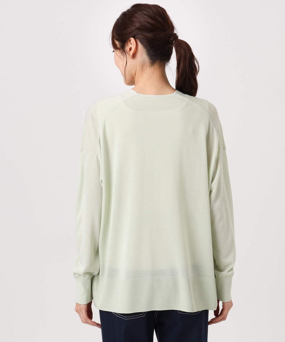 F1SGD50140 MK MICHEL KLEIN(小さいサイズ)(メゾン ドゥ サンク) 【小さいサイズ】[接触冷感/洗える]ミドル丈着流しカーディガン ホワイト