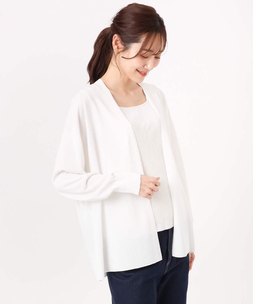 F1SGD50140 MK MICHEL KLEIN(小さいサイズ)(メゾン ドゥ サンク) 【小さいサイズ】[接触冷感/洗える]ミドル丈着流しカーディガン ホワイト