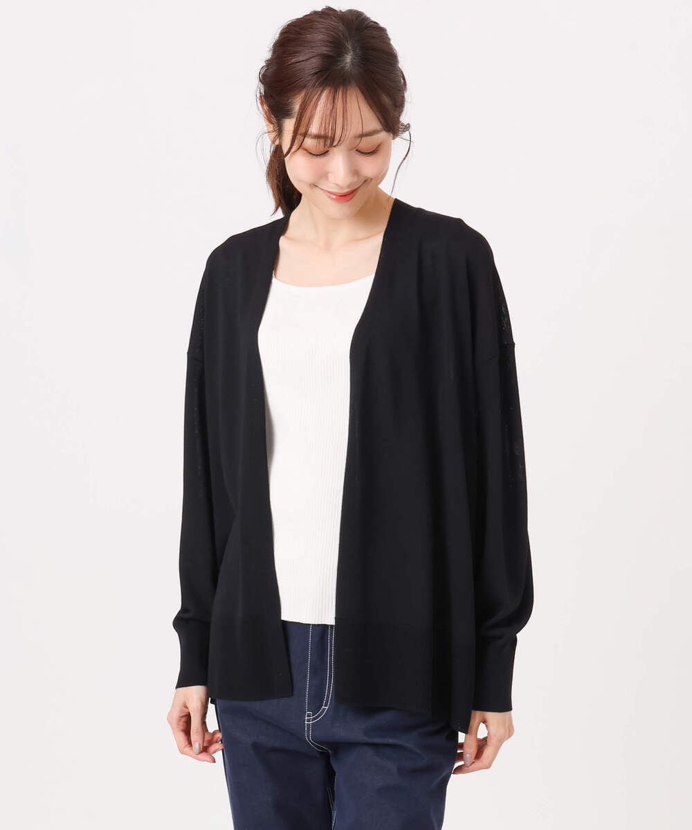 F1SGD50140 MK MICHEL KLEIN(小さいサイズ)(メゾン ドゥ サンク) 【小さいサイズ】[接触冷感/洗える]ミドル丈着流しカーディガン ホワイト