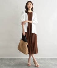 F1SGD50140 MK MICHEL KLEIN(小さいサイズ)(メゾン ドゥ サンク) 【小さいサイズ】[接触冷感/洗える]ミドル丈着流しカーディガン ホワイト