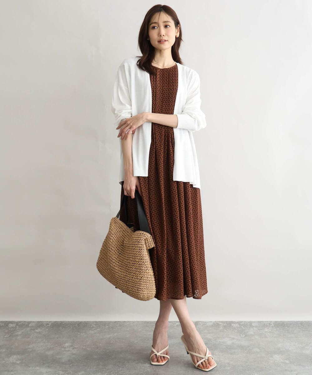 F1SGD50140 MK MICHEL KLEIN(小さいサイズ)(メゾン ドゥ サンク) 【小さいサイズ】[接触冷感/洗える]ミドル丈着流しカーディガン ホワイト