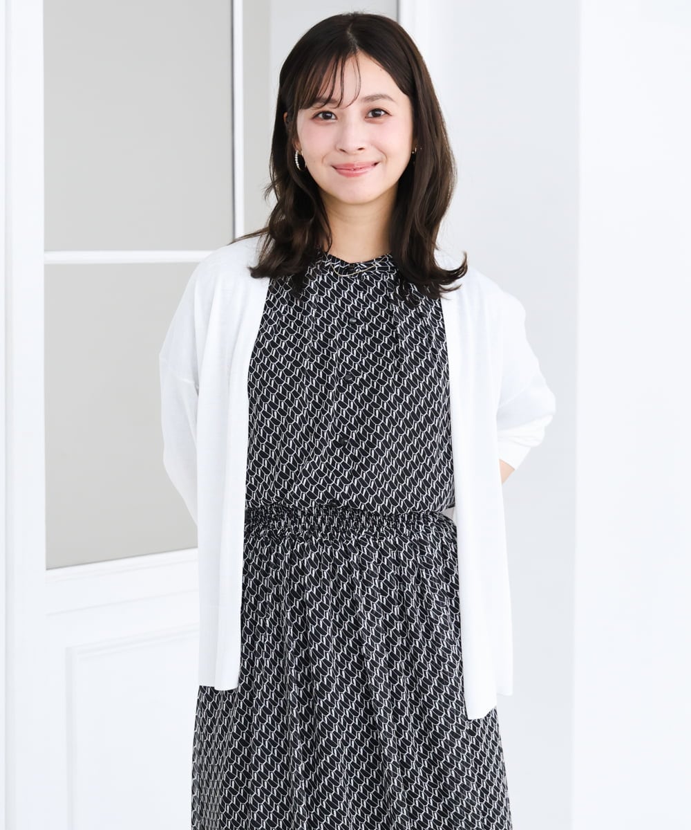 F1SGD50140 MK MICHEL KLEIN(小さいサイズ)(メゾン ドゥ サンク) 【小さいサイズ】[接触冷感/洗える]ミドル丈着流しカーディガン ホワイト