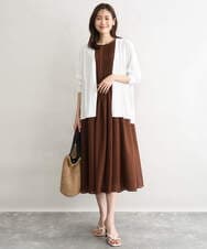 F1SGD50140 MK MICHEL KLEIN(小さいサイズ)(メゾン ドゥ サンク) 【小さいサイズ】[接触冷感/洗える]ミドル丈着流しカーディガン ホワイト