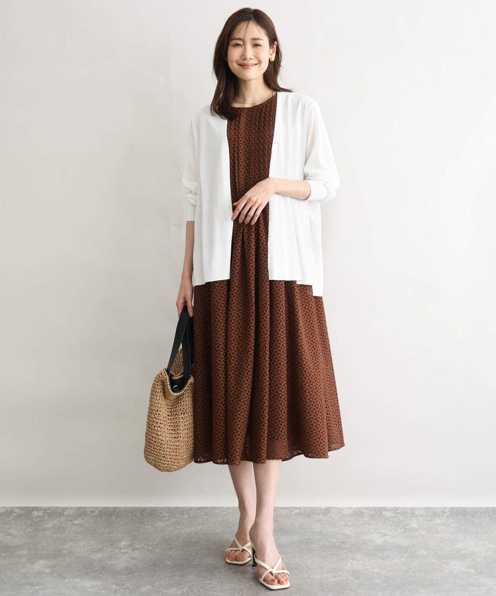 F1SGD50140 MK MICHEL KLEIN(小さいサイズ)(メゾン ドゥ サンク) 【小さいサイズ】[接触冷感/洗える]ミドル丈着流しカーディガン ホワイト