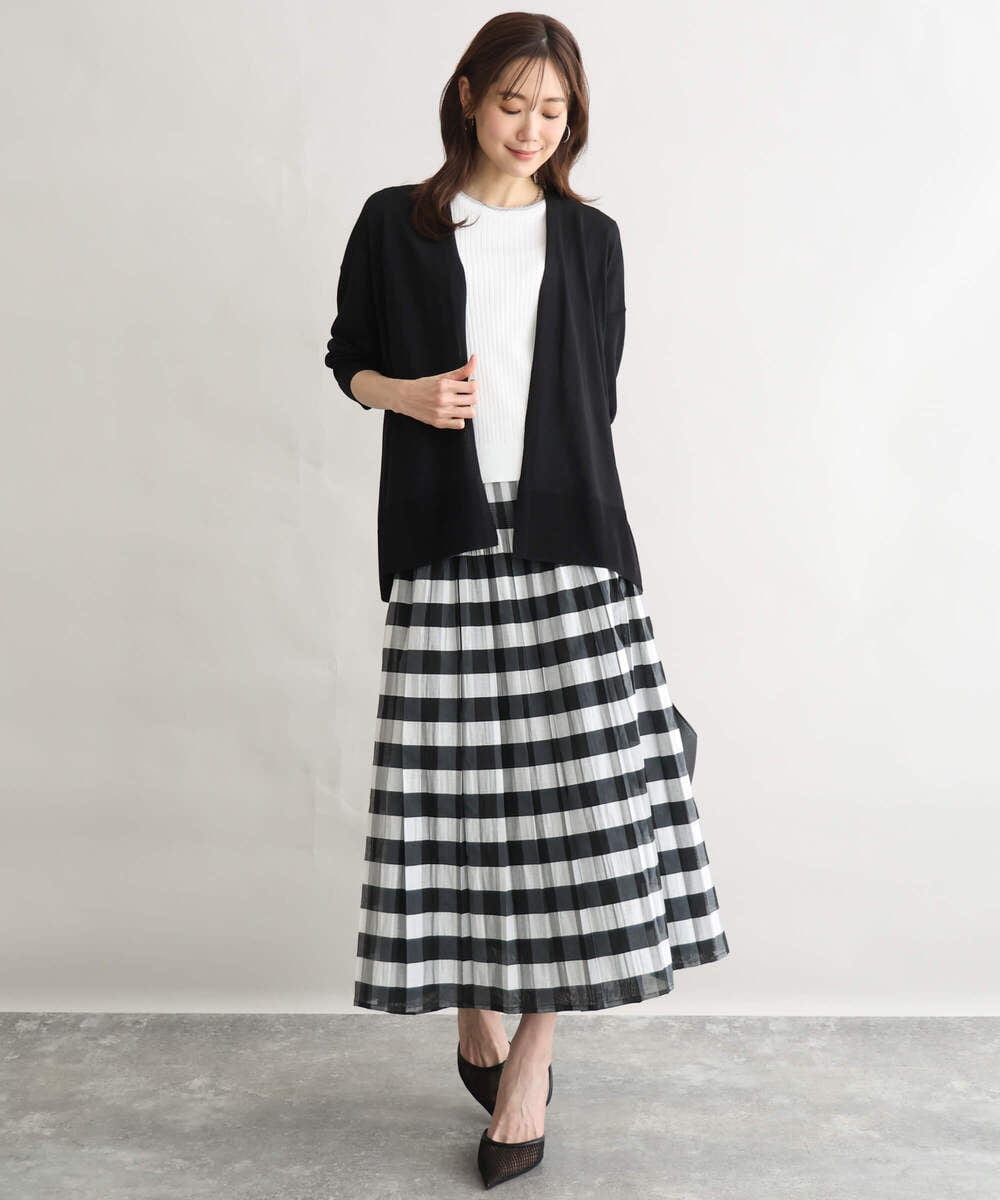 F1SGD50140 MK MICHEL KLEIN(小さいサイズ)(メゾン ドゥ サンク) 【小さいサイズ】[接触冷感/洗える]ミドル丈着流しカーディガン ホワイト