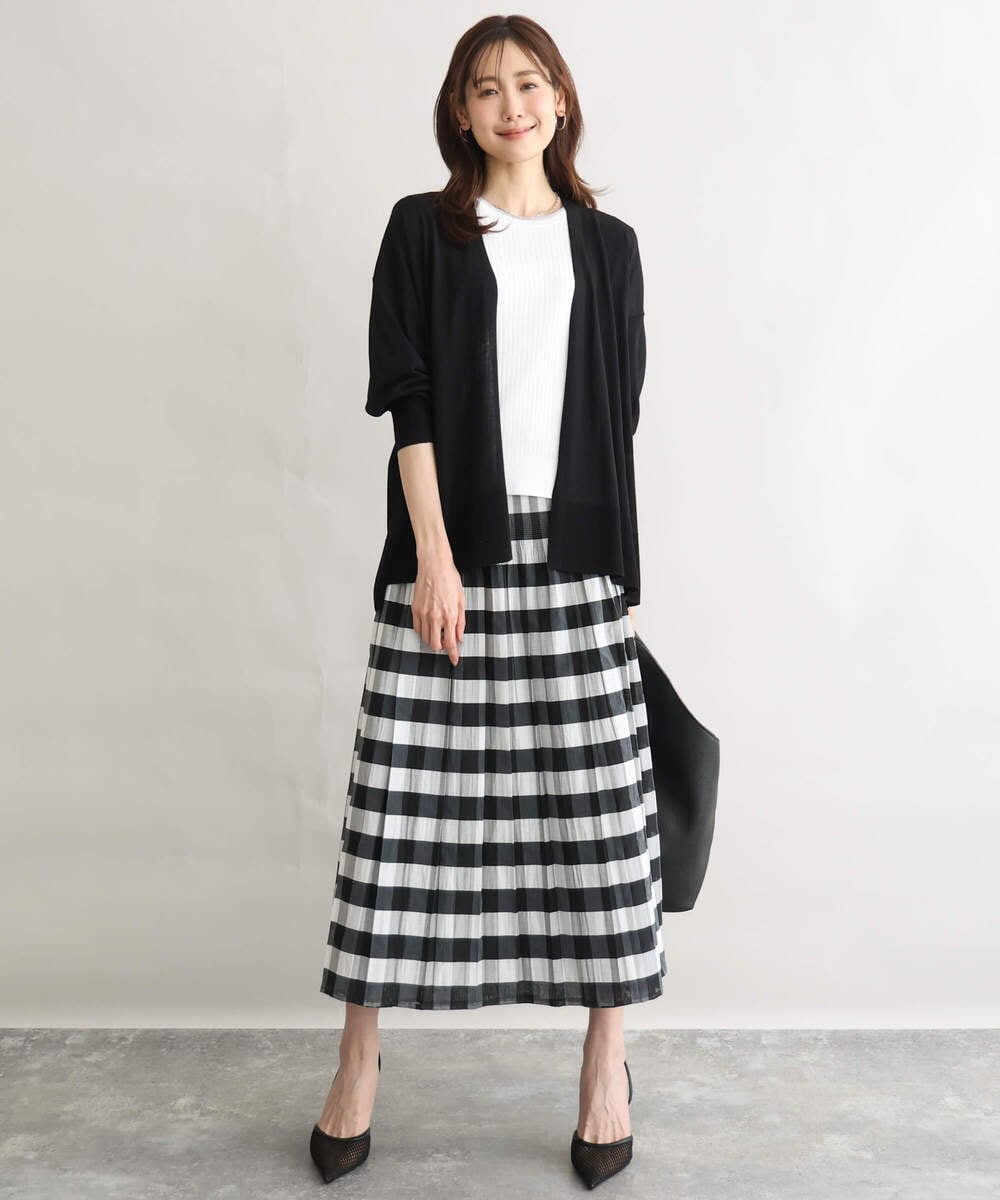 F1SGD50140 MK MICHEL KLEIN(小さいサイズ)(メゾン ドゥ サンク) 【小さいサイズ】[接触冷感/洗える]ミドル丈着流しカーディガン ホワイト