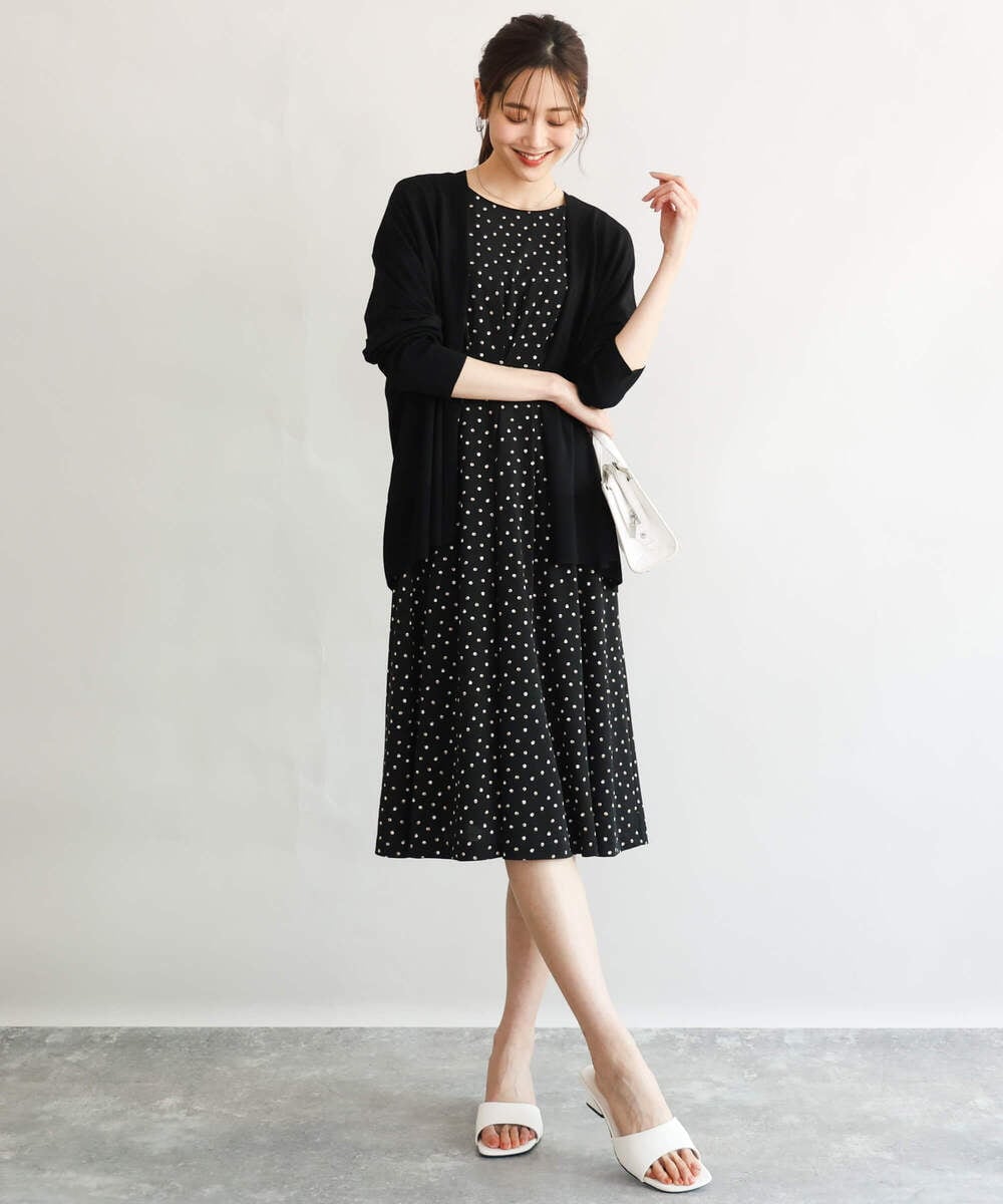 F1SGD50140 MK MICHEL KLEIN(小さいサイズ)(メゾン ドゥ サンク) 【小さいサイズ】[接触冷感/洗える]ミドル丈着流しカーディガン ホワイト