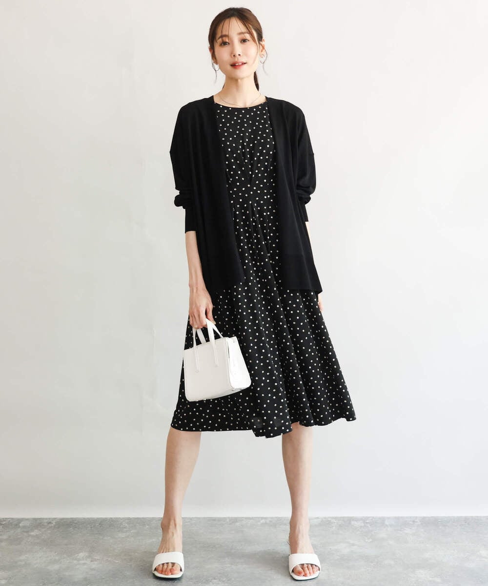 F1SGD50140 MK MICHEL KLEIN(小さいサイズ)(メゾン ドゥ サンク) 【小さいサイズ】[接触冷感/洗える]ミドル丈着流しカーディガン ホワイト