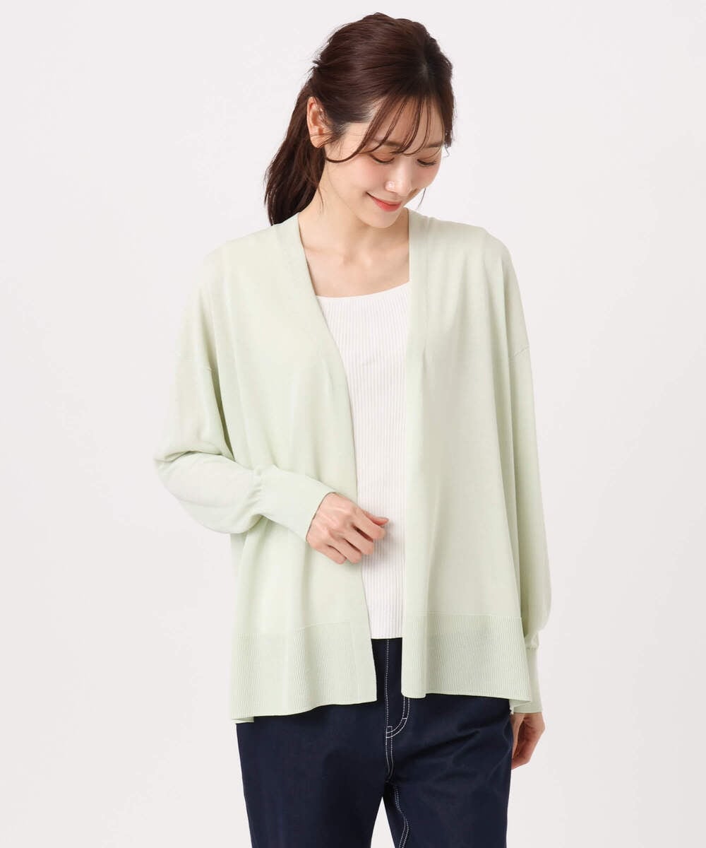 F1SGD50140 MK MICHEL KLEIN(小さいサイズ)(メゾン ドゥ サンク) 【小さいサイズ】[接触冷感/洗える]ミドル丈着流しカーディガン ホワイト