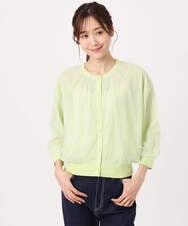 F1SGD50160 MK MICHEL KLEIN(小さいサイズ)(メゾン ドゥ サンク) 【小さいサイズ】[洗える]チュールシアーニットカーディガン ホワイト