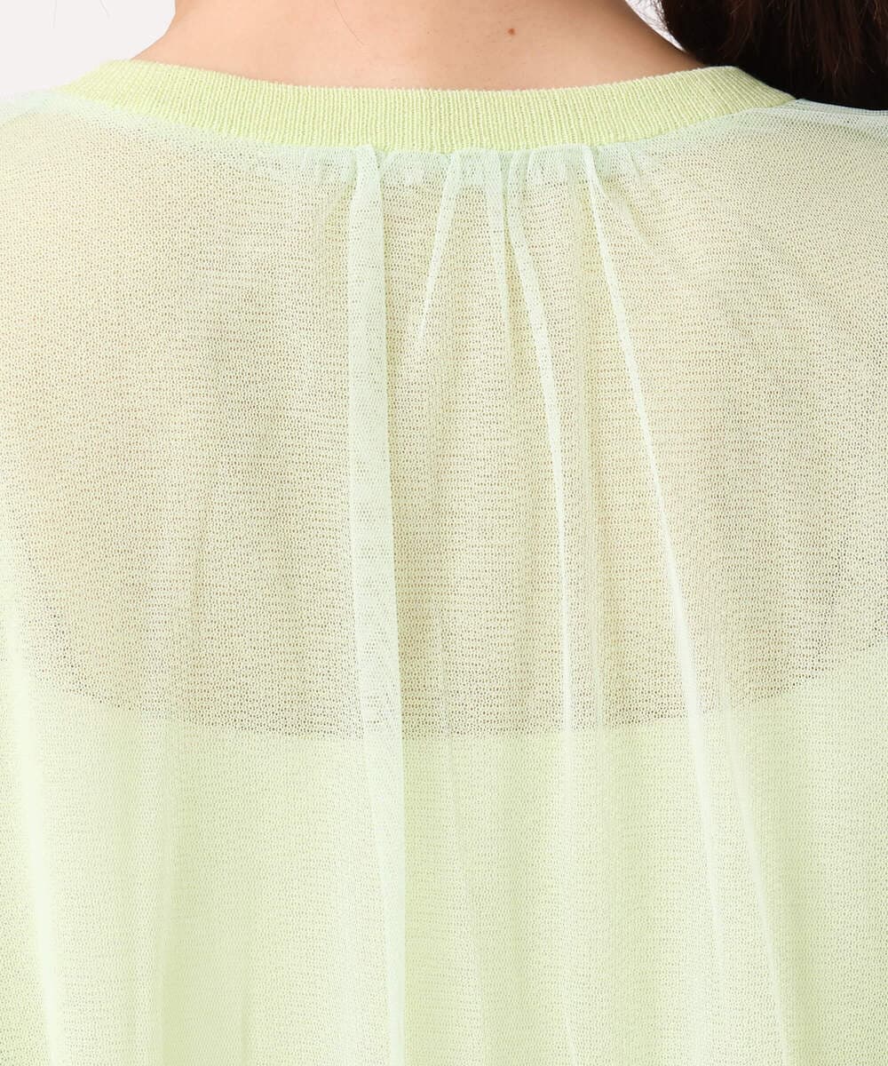 F1SGD50160 MK MICHEL KLEIN(小さいサイズ)(メゾン ドゥ サンク) 【小さいサイズ】[洗える]チュールシアーニットカーディガン ホワイト