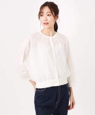 F1SGD50160 MK MICHEL KLEIN(小さいサイズ)(メゾン ドゥ サンク) 【小さいサイズ】[洗える]チュールシアーニットカーディガン ホワイト