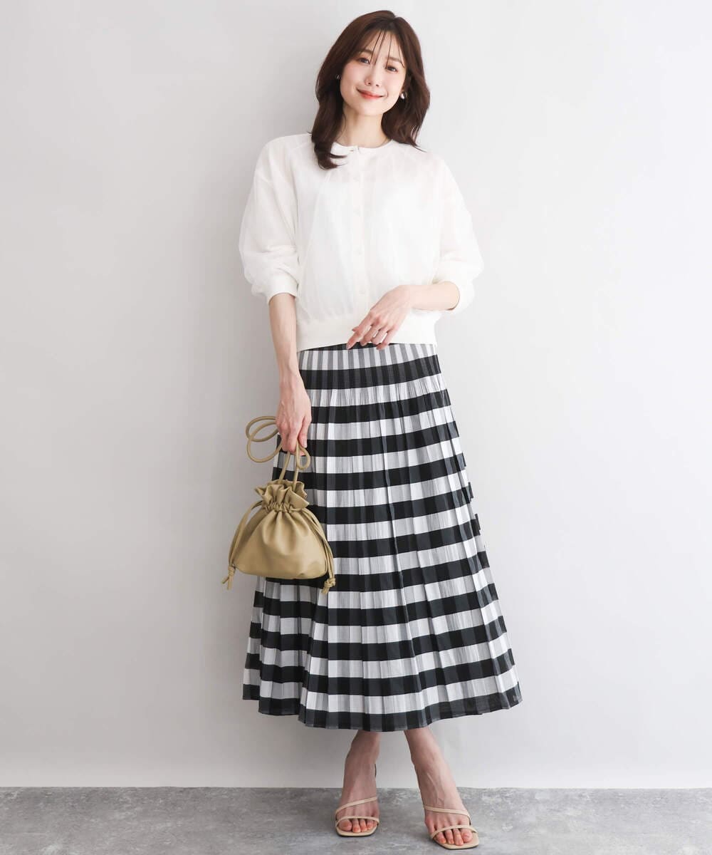 F1SGD50160 MK MICHEL KLEIN(小さいサイズ)(メゾン ドゥ サンク) 【小さいサイズ】[洗える]チュールシアーニットカーディガン ホワイト