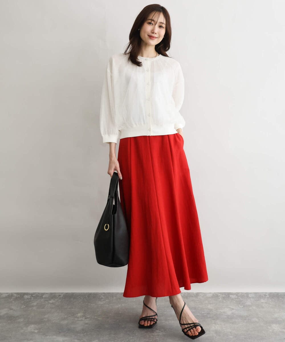 F1SGD50160 MK MICHEL KLEIN(小さいサイズ)(メゾン ドゥ サンク) 【小さいサイズ】[洗える]チュールシアーニットカーディガン ホワイト