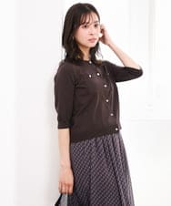 F1SGD53140 MK MICHEL KLEIN(小さいサイズ)(メゾン ドゥ サンク) 【小さいサイズ】[UVカット/接触冷感/洗える]コンパクトニットカーディガン ブラウン
