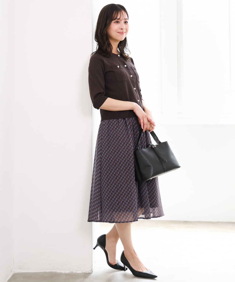 F1SGD53140 MK MICHEL KLEIN(小さいサイズ)(メゾン ドゥ サンク) 【小さいサイズ】[UVカット/接触冷感/洗える]コンパクトニットカーディガン ブラウン