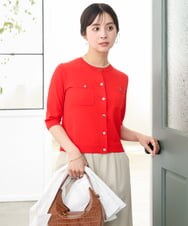 F1SGD53140 MK MICHEL KLEIN(小さいサイズ)(メゾン ドゥ サンク) 【小さいサイズ】[UVカット/接触冷感/洗える]コンパクトニットカーディガン ブラウン