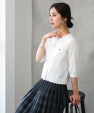 F1SGD53140 MK MICHEL KLEIN(小さいサイズ)(メゾン ドゥ サンク) 【小さいサイズ】[UVカット/接触冷感/洗える]コンパクトニットカーディガン ブラウン