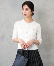 F1SGD53140 MK MICHEL KLEIN(小さいサイズ)(メゾン ドゥ サンク) 【小さいサイズ】[UVカット/接触冷感/洗える]コンパクトニットカーディガン ブラウン