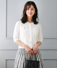 F1SGD53140 MK MICHEL KLEIN(小さいサイズ)(メゾン ドゥ サンク) 【小さいサイズ】[UVカット/接触冷感/洗える]コンパクトニットカーディガン ブラウン