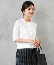F1SGD53140 MK MICHEL KLEIN(小さいサイズ)(メゾン ドゥ サンク) 【小さいサイズ】[UVカット/接触冷感/洗える]コンパクトニットカーディガン ブラウン