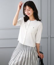 F1SGD53140 MK MICHEL KLEIN(小さいサイズ)(メゾン ドゥ サンク) 【小さいサイズ】[UVカット/接触冷感/洗える]コンパクトニットカーディガン ブラウン
