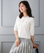 F1SGD53140 MK MICHEL KLEIN(小さいサイズ)(メゾン ドゥ サンク) 【小さいサイズ】[UVカット/接触冷感/洗える]コンパクトニットカーディガン ブラウン