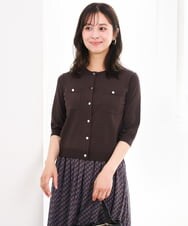 F1SGD53140 MK MICHEL KLEIN(小さいサイズ)(メゾン ドゥ サンク) 【小さいサイズ】[UVカット/接触冷感/洗える]コンパクトニットカーディガン ブラウン